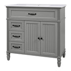 Bathroom Vanity With Sink and Drawers - Freestanding Solid Wood Cabinet