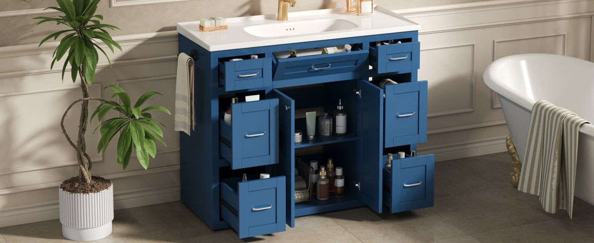 Navy Blue 48" Bathroom Vanity with Ceramic Sink - Navy Blue