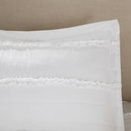 5 Piece Microfiber Ruffled Comforter Set with Hypoallergenic Fill - White
