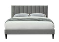 Channel Upholstered Bed with USB Charging and Channel Headboard - Dark Gray