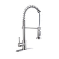 21" Commercial Kitchen Faucet with Dual Function Pull Down Sprayhead - Brushed Nickel