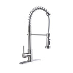 21" Commercial Kitchen Faucet with Dual Function Pull Down Sprayhead - Brushed Nickel