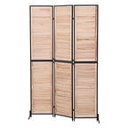 Rustic 3 Panel Room Divider with Metal Frame - Black or Light Brown