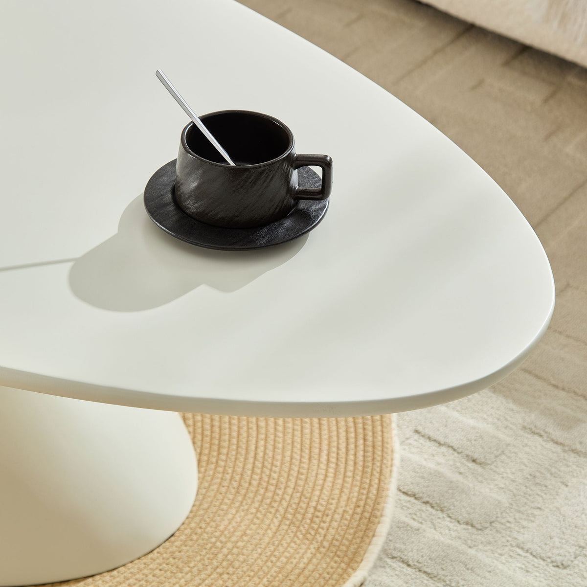 Lucky Stone Shaped Table with Sculptural Base – White, Black, or Gray