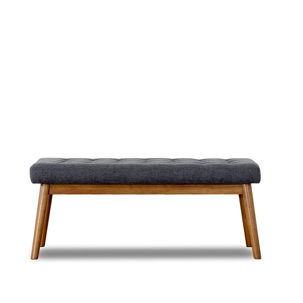 Modern Bench with Velvet Upholstery - Gray