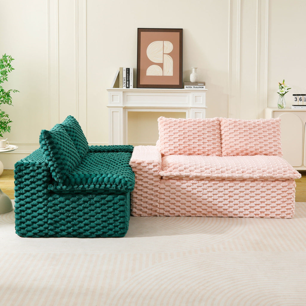 Luxury Multifunctional Sofa for Living Room with Adjustable Layout - Black, Dark Green, White, Pink