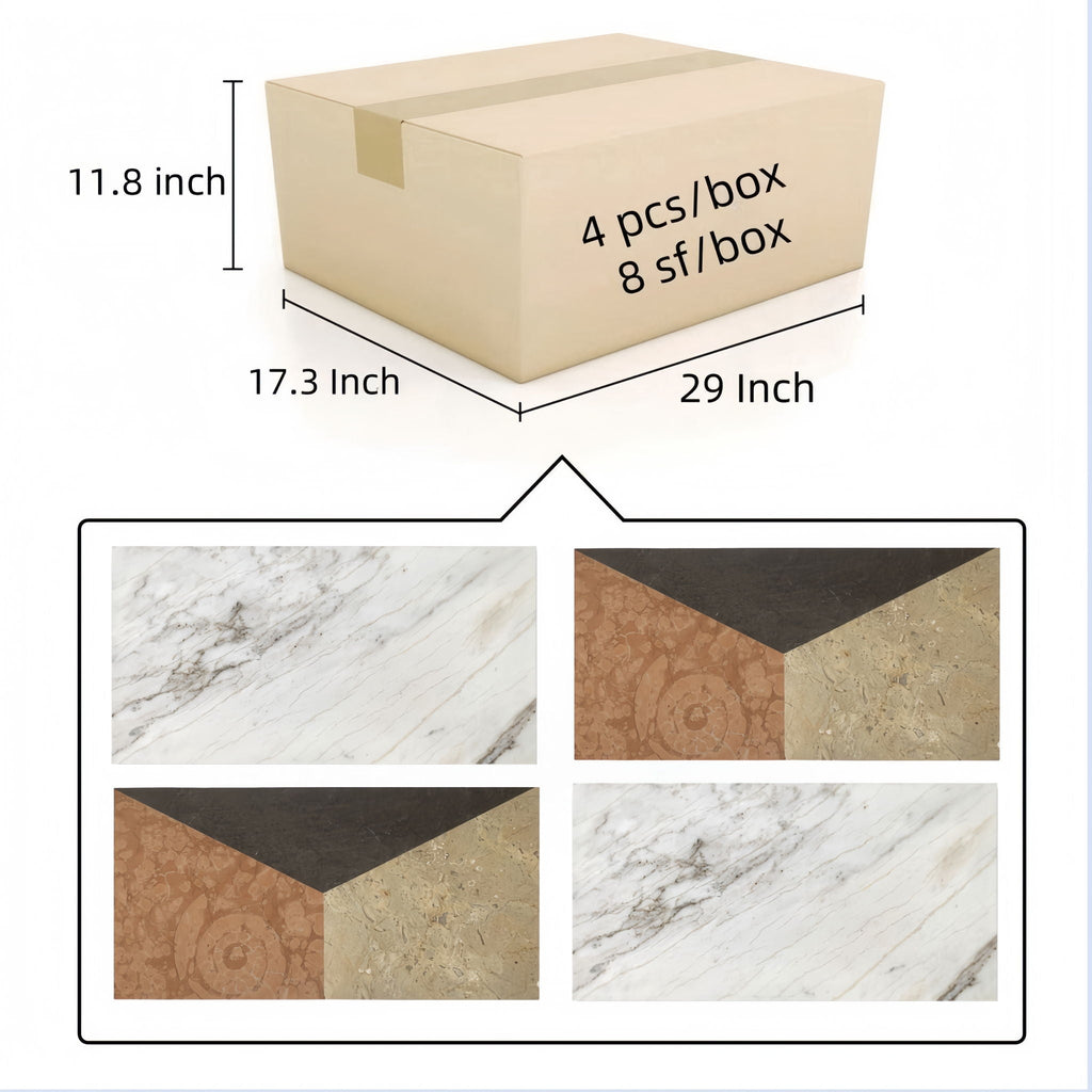 Polished Marble Decorative Tiles with Artistic Variety - White / Multi