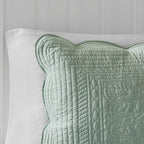 Seafoam Antimicrobial Reversible Microfiber Quilt Set – 3 Piece