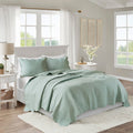 Seafoam Antimicrobial Reversible Microfiber Quilt Set – 3 Piece
