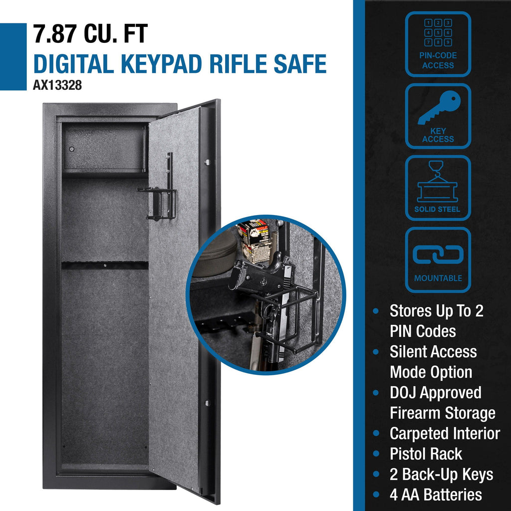 7.87 Cubic Ft Keypad Rifle Safe with Electronic Lock - Black