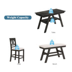 6 Piece Counter Height Dining Table Set with Storage Shelf - Espresso Wood