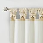 Champagne Twist Tab Lined Window Curtain Panel with Faux Silk Finish - 50" x 95"