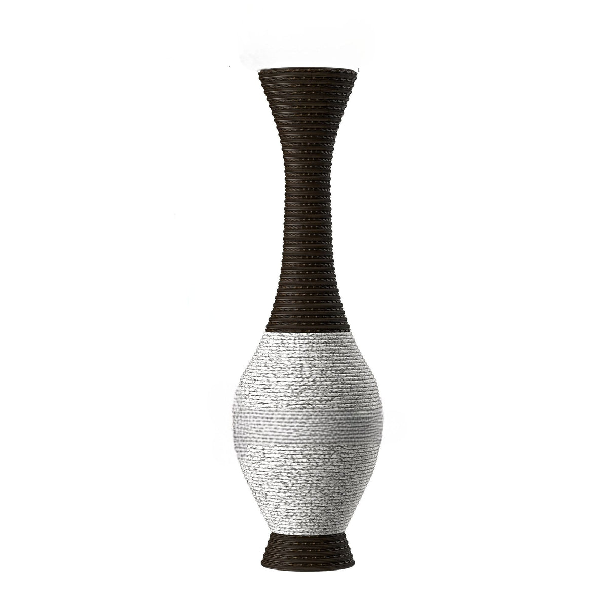 Tall Designer Floor Vase with Elegant 2 Tone - White or Dark Brown