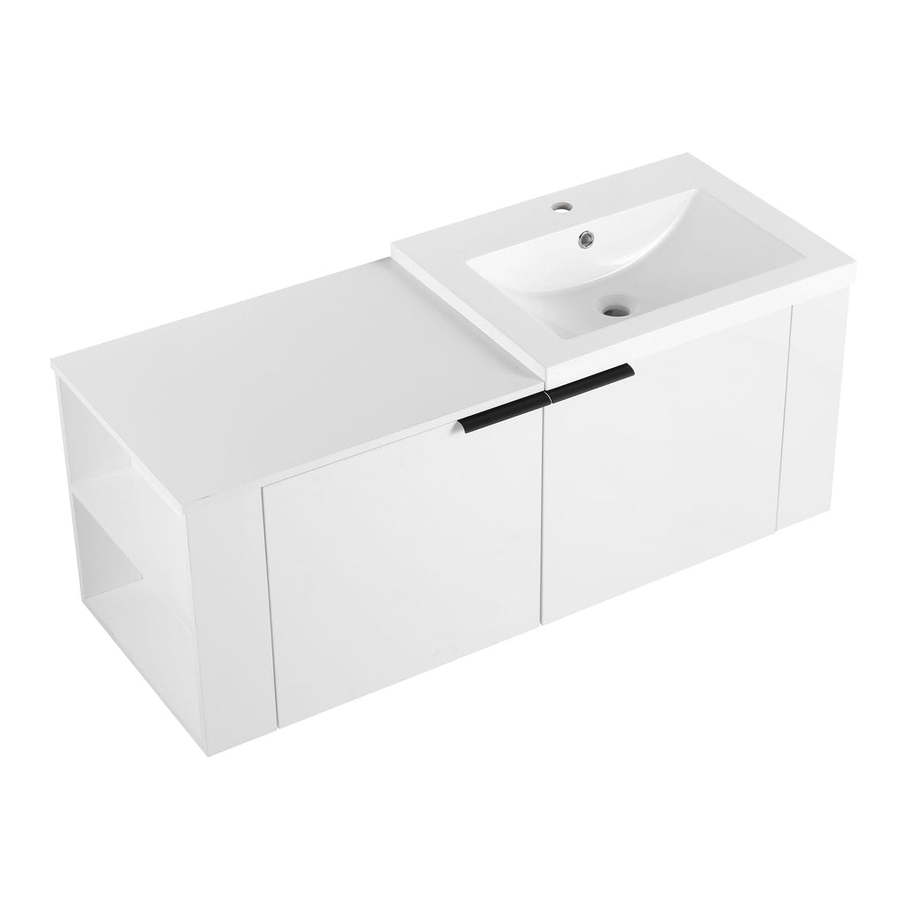 Modern Bathroom Vanity Sink Combo With Spacious Storage - White or Light Brown