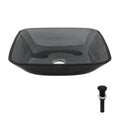Square Vessel Sink for Bathroom with Pop Up Drain - Gray