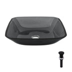 Square Vessel Sink for Bathroom with Pop Up Drain - Gray