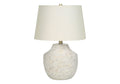 Modern Concrete Table Lamp with Ivory Linen Shade - Cream
