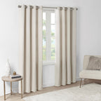 Plaid Rod Pocket and Back Tab Curtain Panel with Fleece Lining - Natural