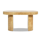 Oval Computer Desk with Single Drawer - Burl Wood Veneer, Light or Dark Brown