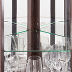 Corner Glass Curio Cabinet with Lighting - Dark Cherry