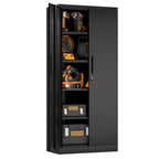 Steel Garage Storage Cabinet with Adjustable Shelves and Lock – Black or White