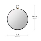 Black Contemporary Wall Mirror with Minimalist Frame - 24" W x 27.5" H