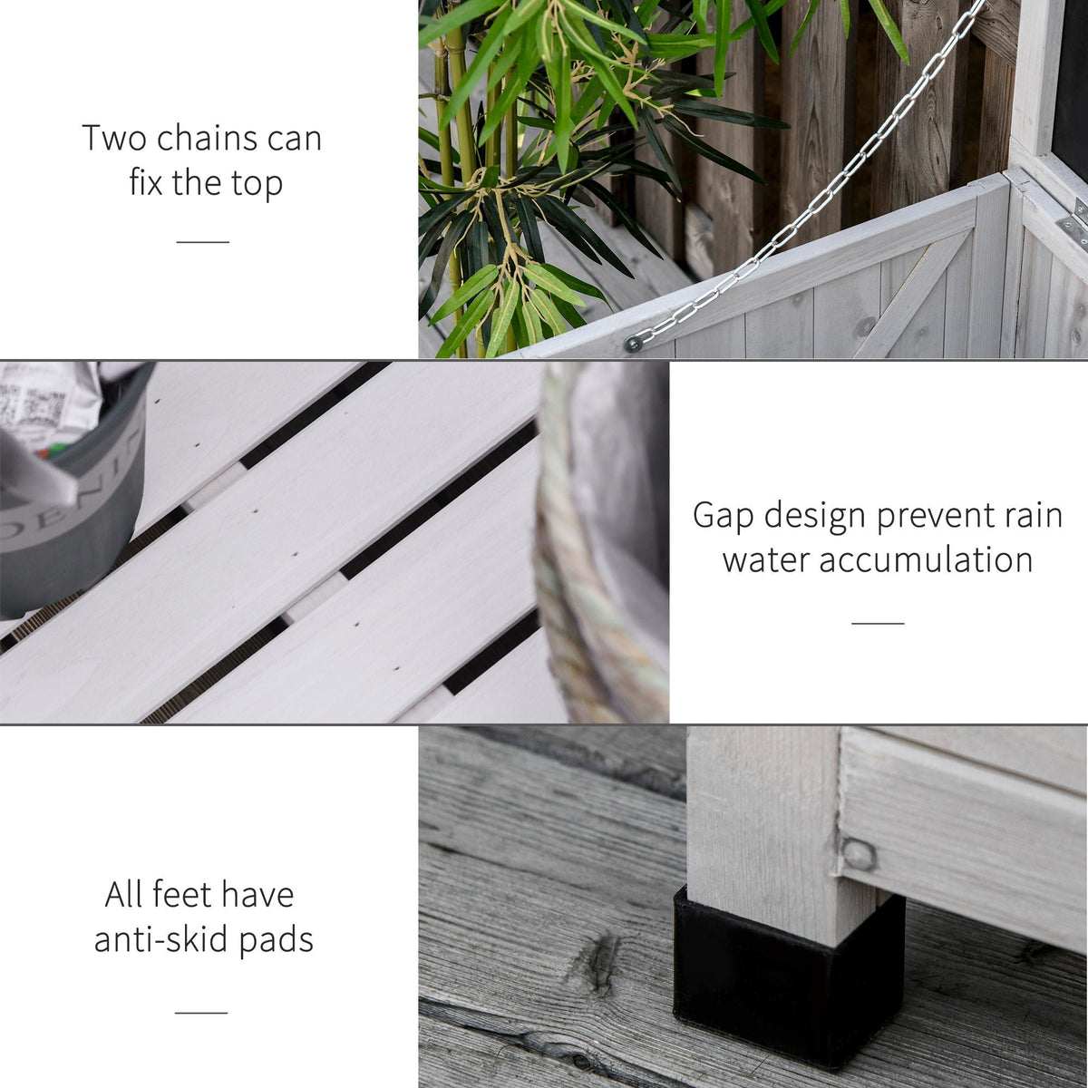 75 Gallon Wooden Deck Box with Aerating Gap and Weather-Fighting Finish - Gray