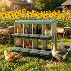 Metal Chicken Egg Laying Boxes with 8 Compartments and Waterproof Roof - Metallic