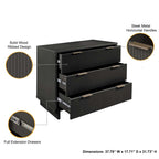 Solid Wood 3 Drawer Dresser with Ribbed Fronts - Multiple Colors
