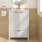 Modern Bathroom Vanity with Sink Combo – Compact Storage - Dark Brown or White