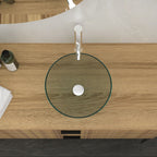 Tempered Glass Vessel Sink with Pop-Up Drain - White, Pearl Silver, Dark Brown, Dark Gray