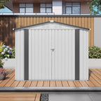 Outdoor Garden Storage Shed with Lockable Doors and Window - White / Gray