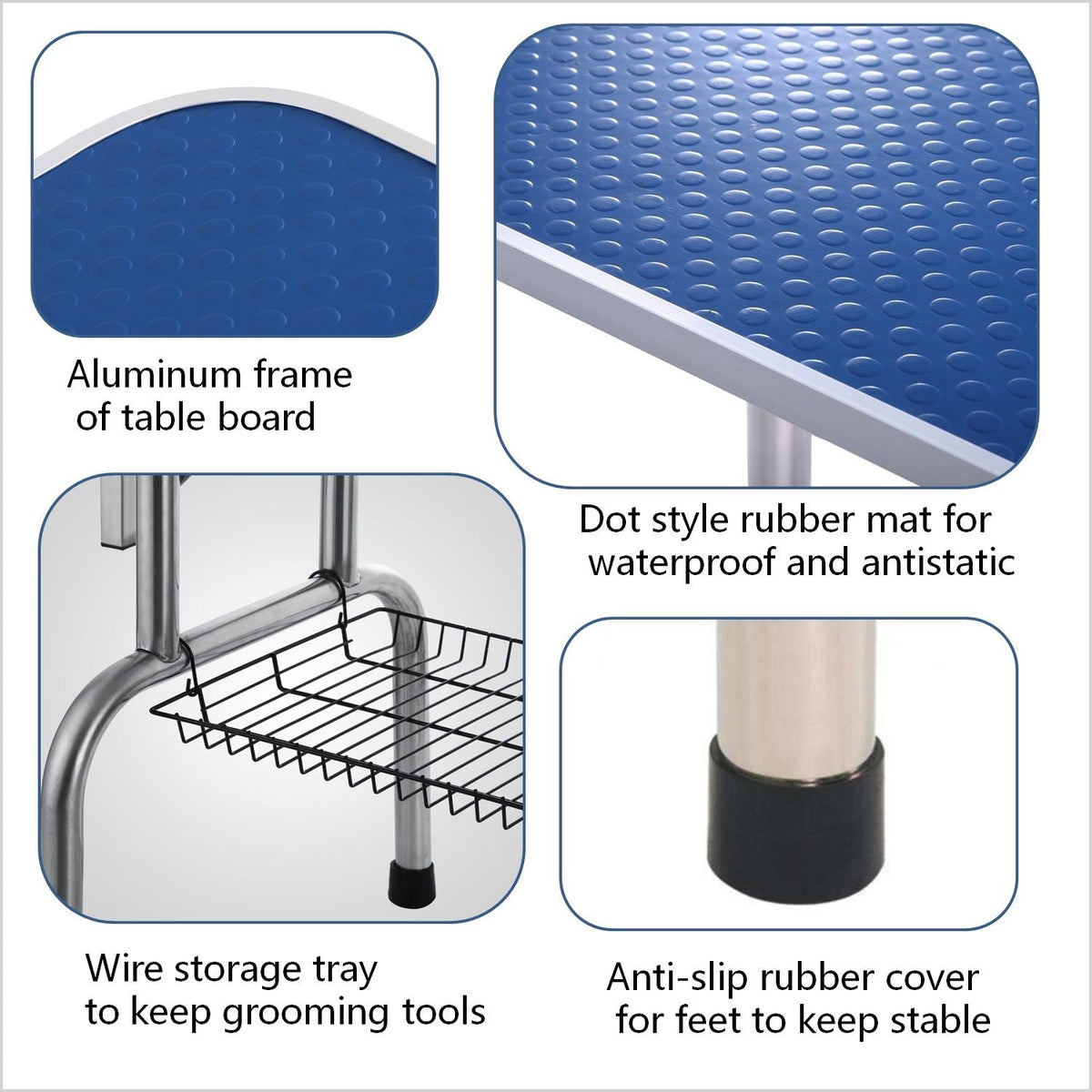 Large Heavy Duty Grooming Table for Pets with Adjustable Arm - Blue