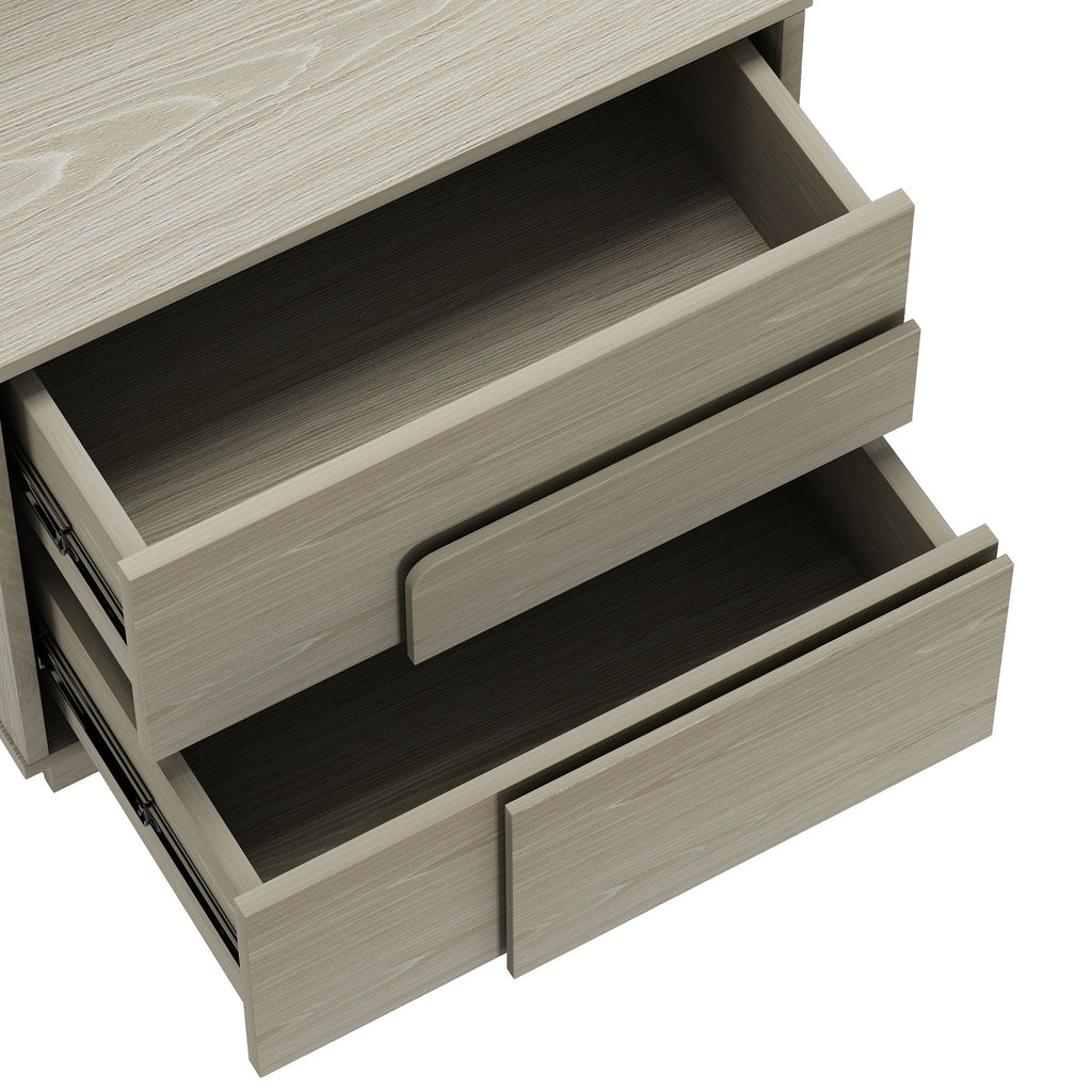 Modern Nightstand with Push to Open Drawers - Dark Gray, Dark Brown, or Light Brown
