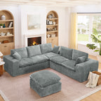 Sectional Sofa with Moveable Ottoman and Modular Design - Multiple Colors