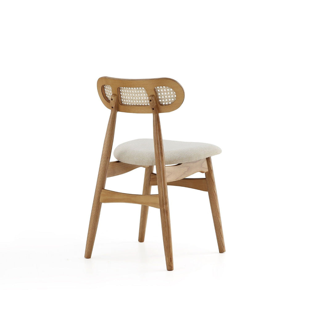 Dining Chair Set with Cane Backrest - Black or Light Brown