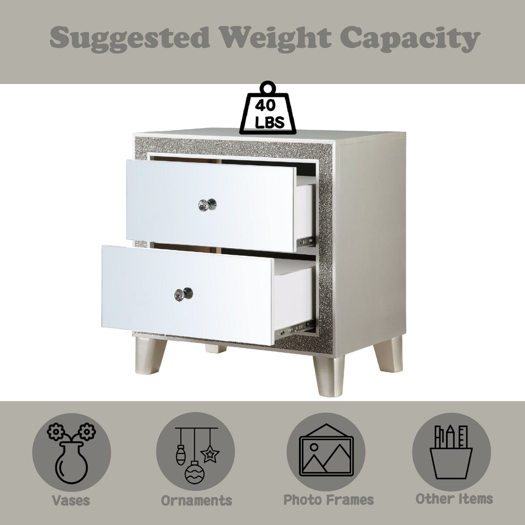 Sliverfluff Mirrored Nightstand - Champagne