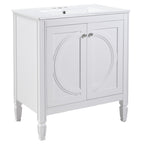 30" No Assembly Needed Vintage Bathroom Vanity with Spacious Storage - Vintage Finish