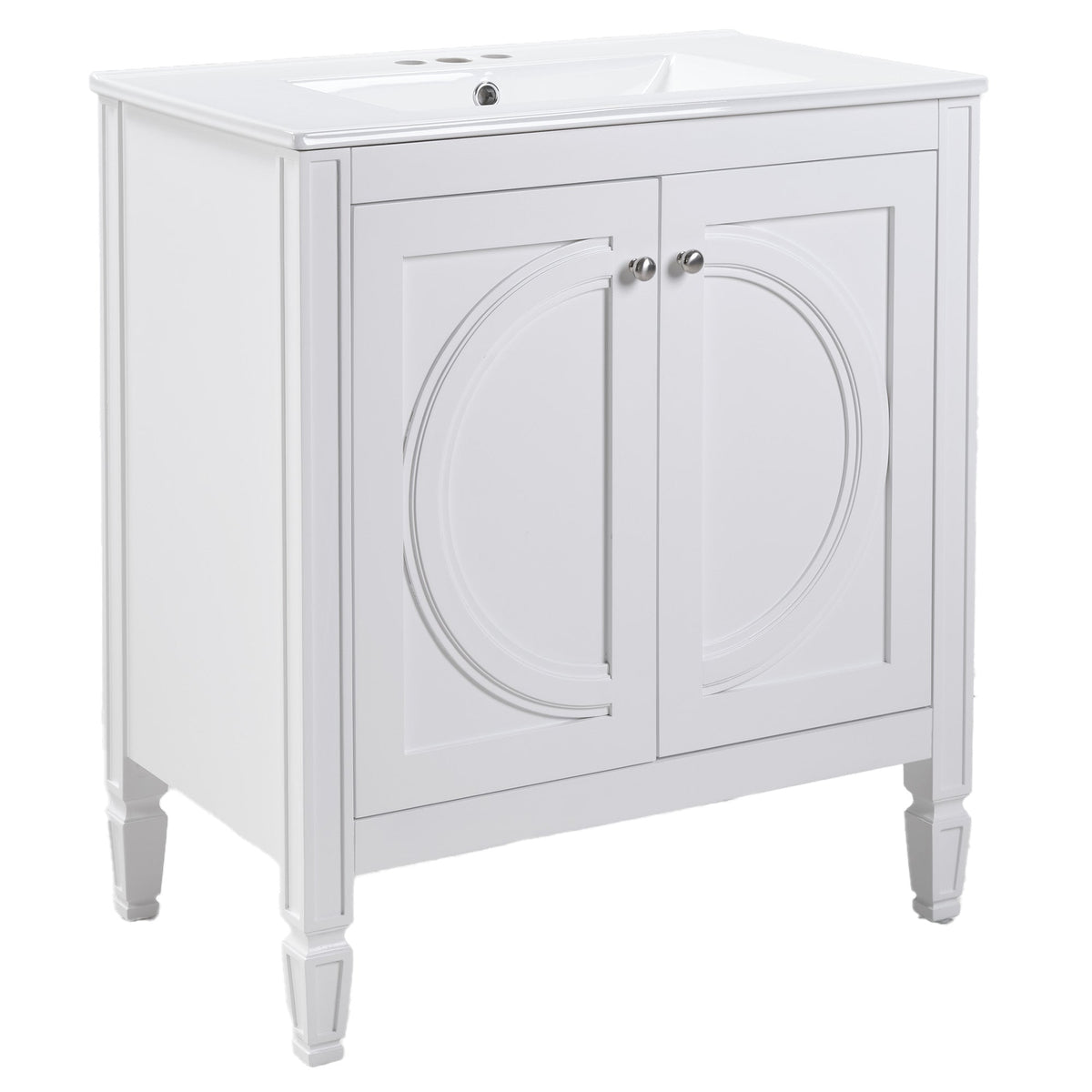 30" No Assembly Needed Vintage Bathroom Vanity with Spacious Storage - Vintage Finish