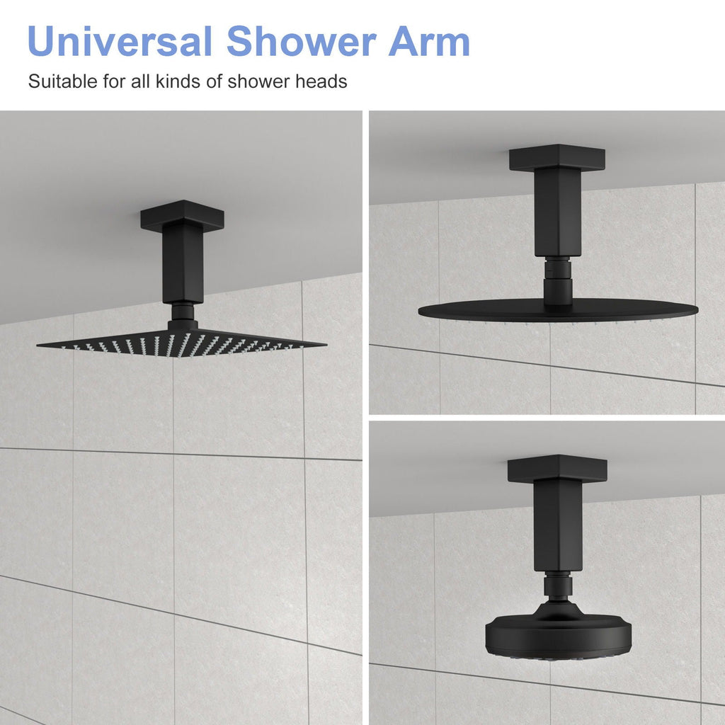 Ceiling Mounted Shower Arm with Flange Stainless Steel - Black or Gray