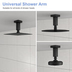 Ceiling Mounted Shower Arm with Flange Stainless Steel - Black or Gray