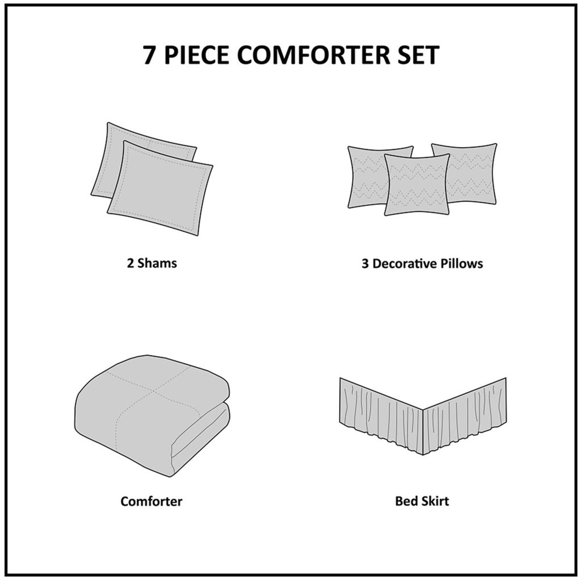 7 Piece Faux Suede Queen Comforter Set with Embroidered Pillows - Natural
