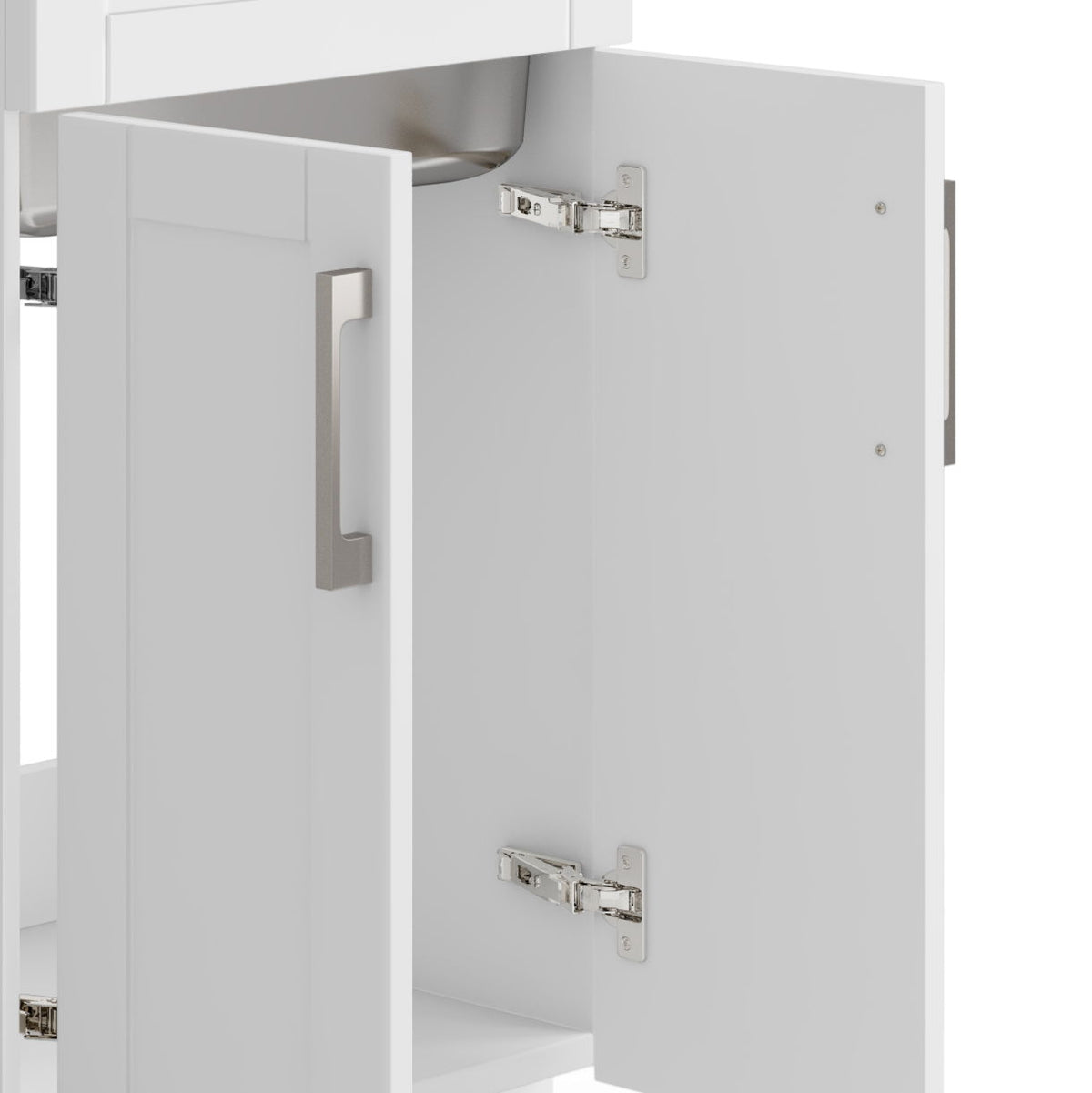 Deluxe Laundry Cabinet with Stainless Steel Sink and Faucet - White