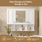 Wall Mounted Bathroom Medicine Cabinet With Mirror & Open Shelves