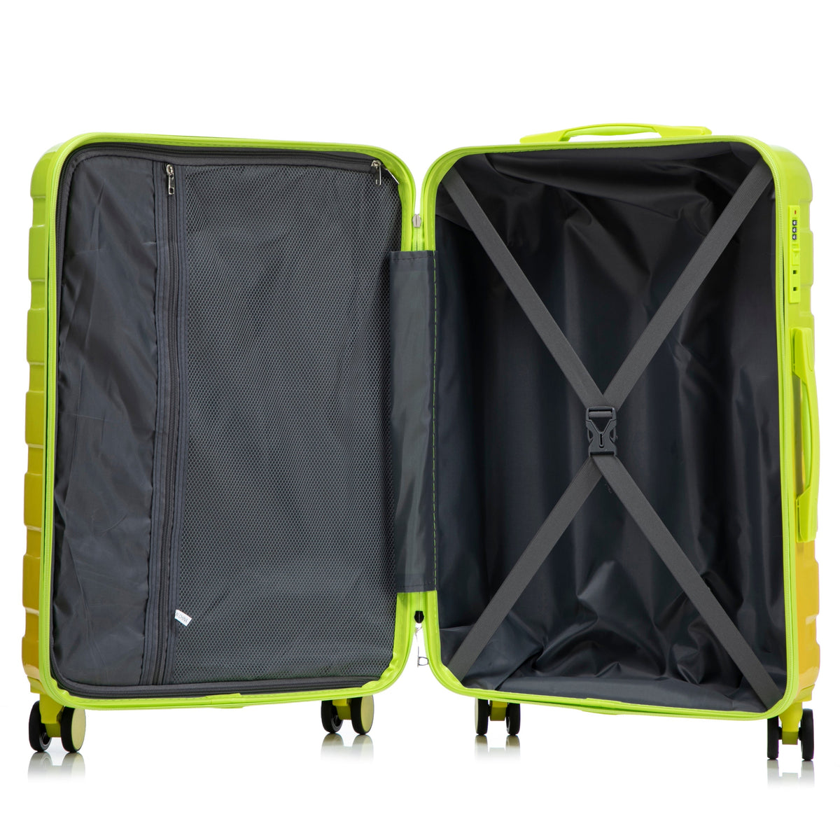 PC Spinner Wheel Luggage Set with 360° Wheels - Green + Yellow