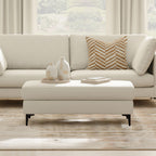 Versatile Mid Century Ottoman with Eco-Friendly Upholstery - Beige or Dark Gray