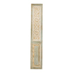 Large Wooden Rectangle Hanging Panel Decorative Wall Sculpture with Carved Details - Beige