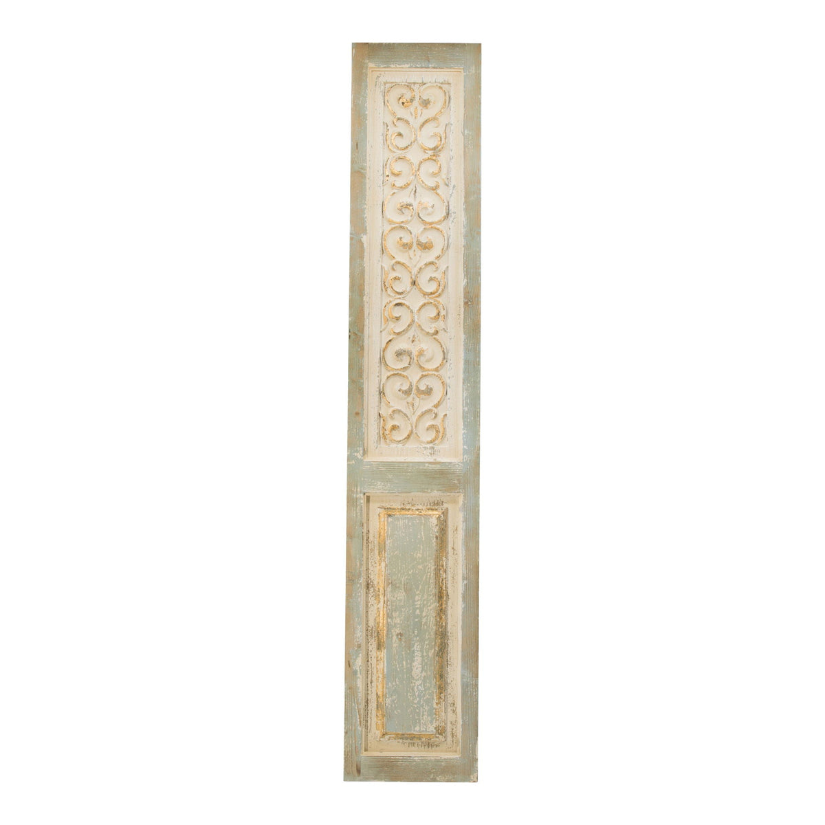 Large Wooden Rectangle Hanging Panel Decorative Wall Sculpture with Carved Details - Beige