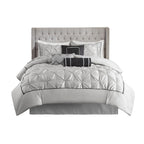 7 Piece Tufted Comforter Set Grey Queen