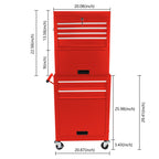 6 Drawer Lockable Tool Cabinet with Detachable Toolbox - Black, Red, or Blue